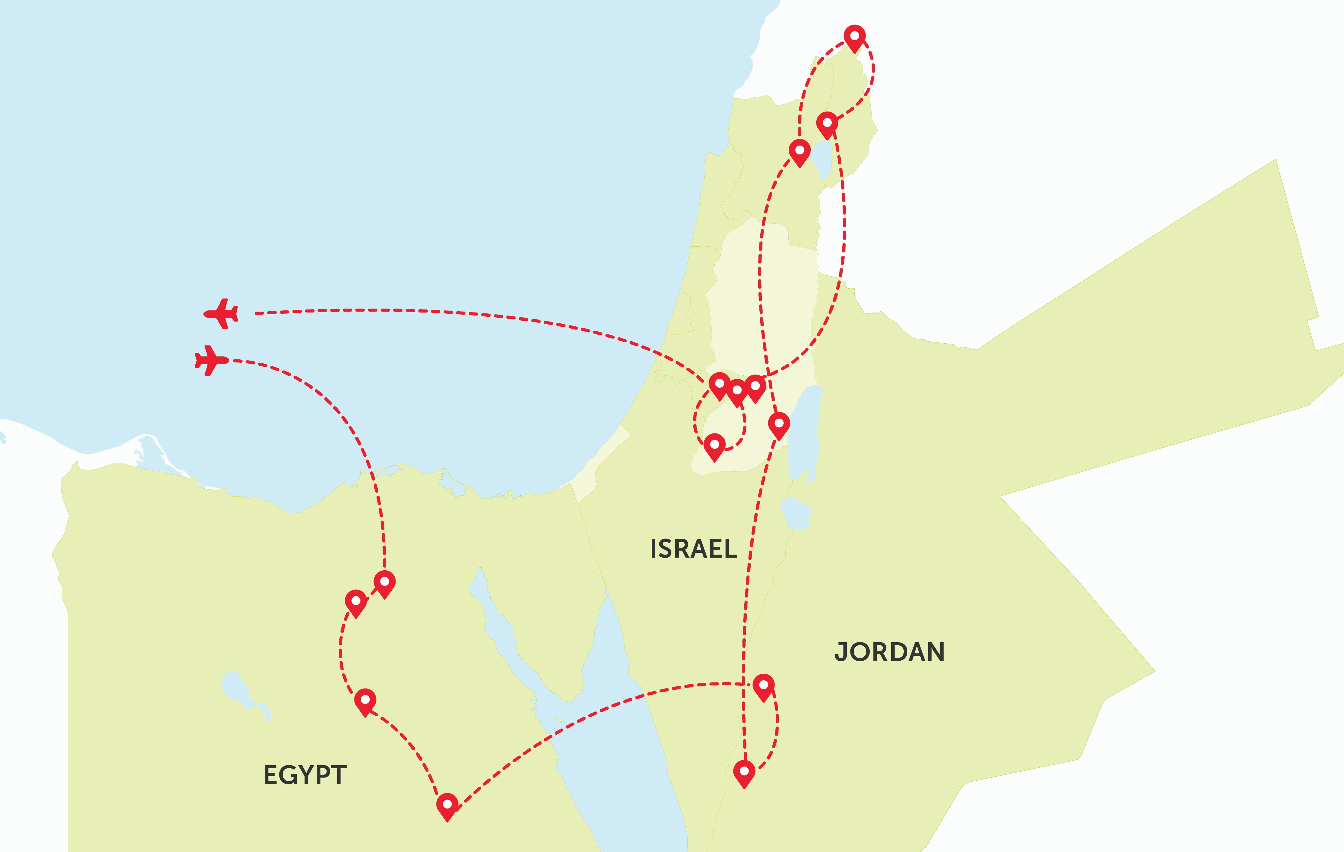 Israel, Jordan and Egypt