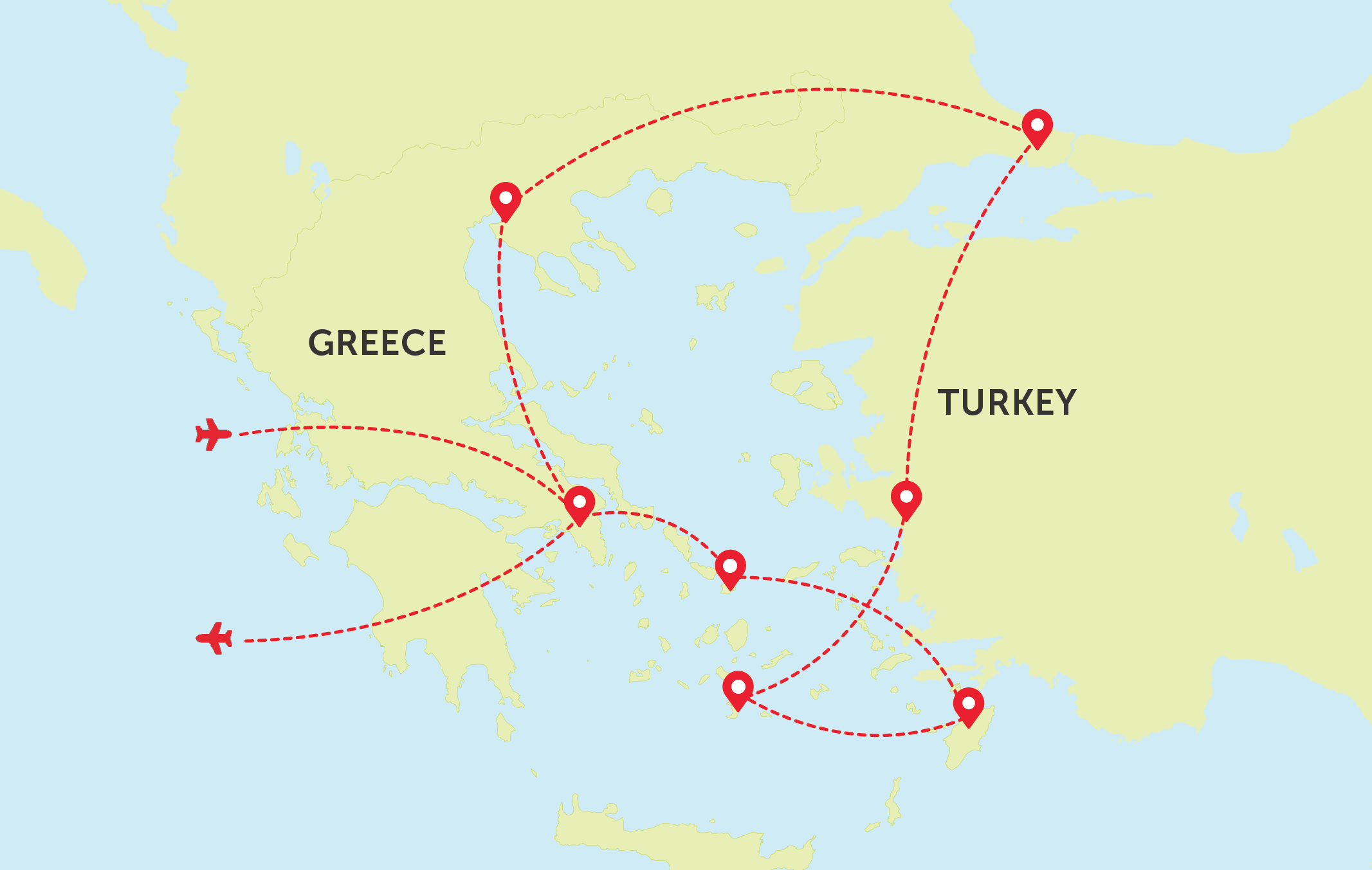 Map of Greece and Turkey
