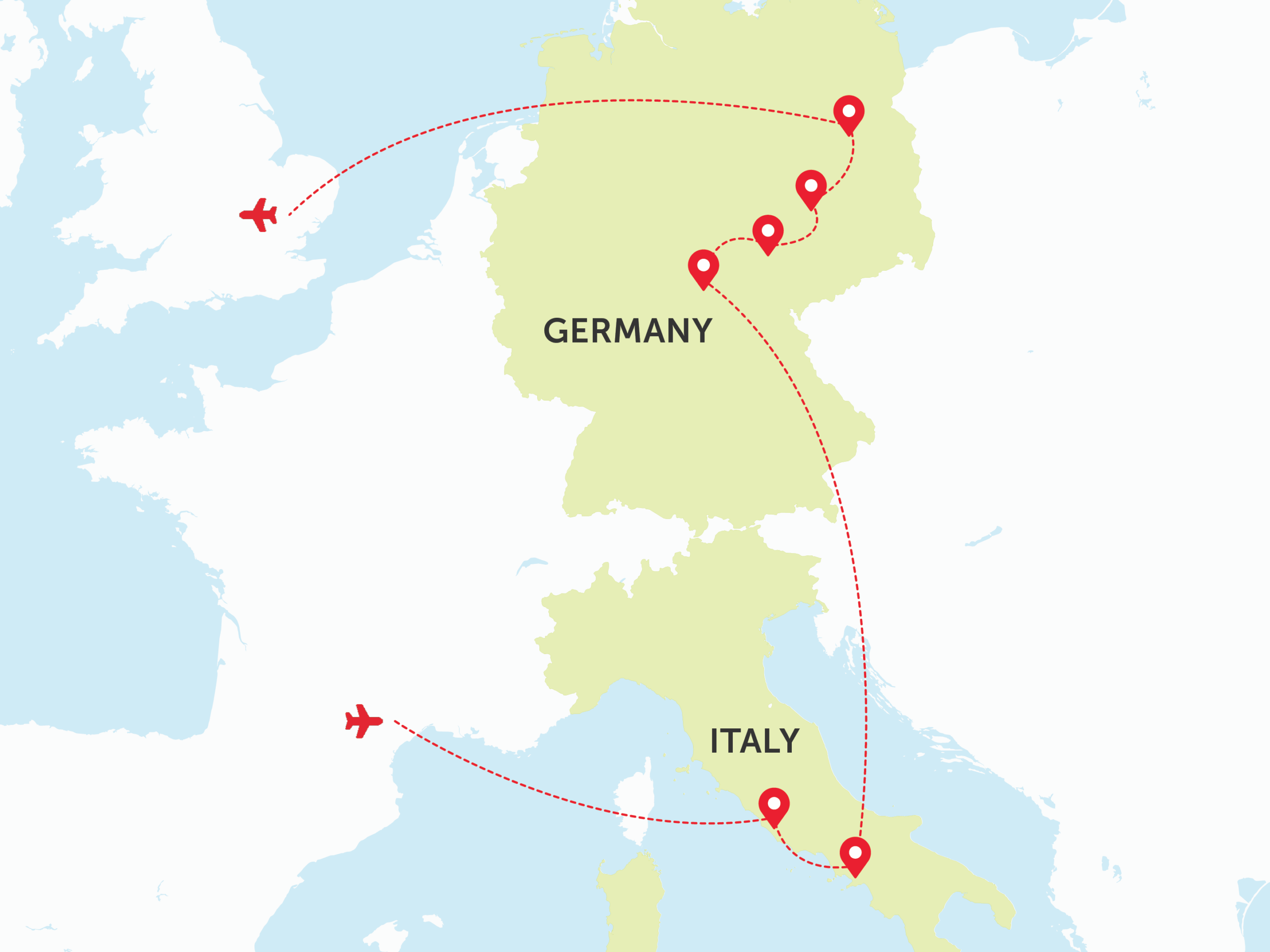 Map of Italy and Germany