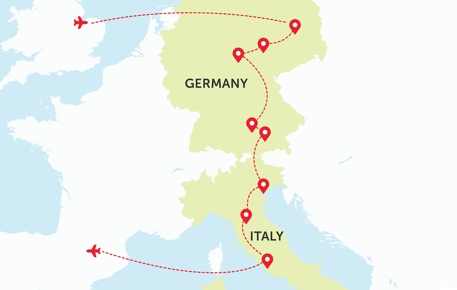 Germany and Italy Map