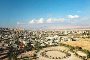 City of Jericho, showing buildings and mountains 