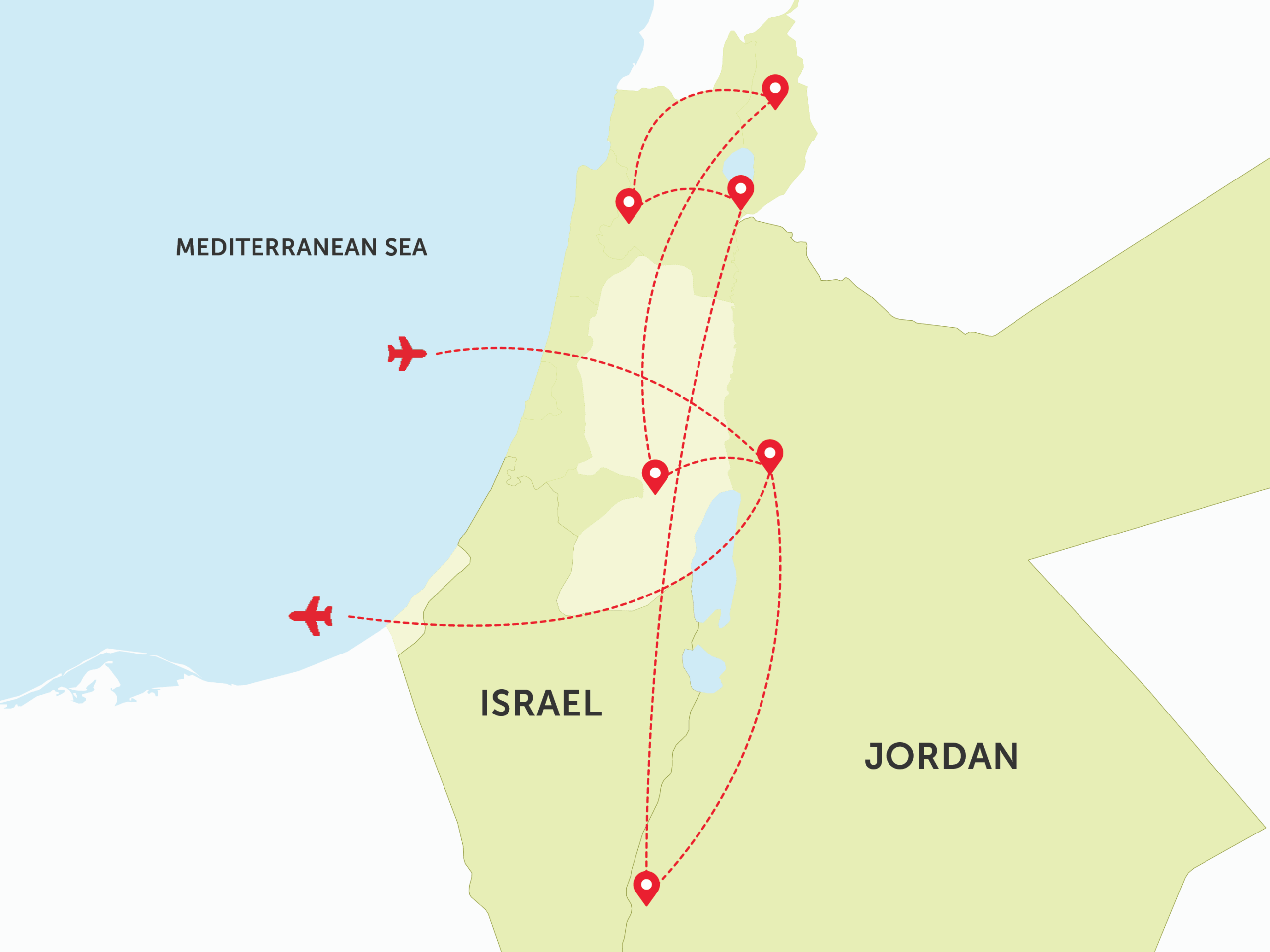 Map of Israel and Jordan
