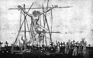 drawing of oberammergau first play year