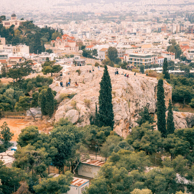 Mars Hill viewed from the Acropolis, Athens