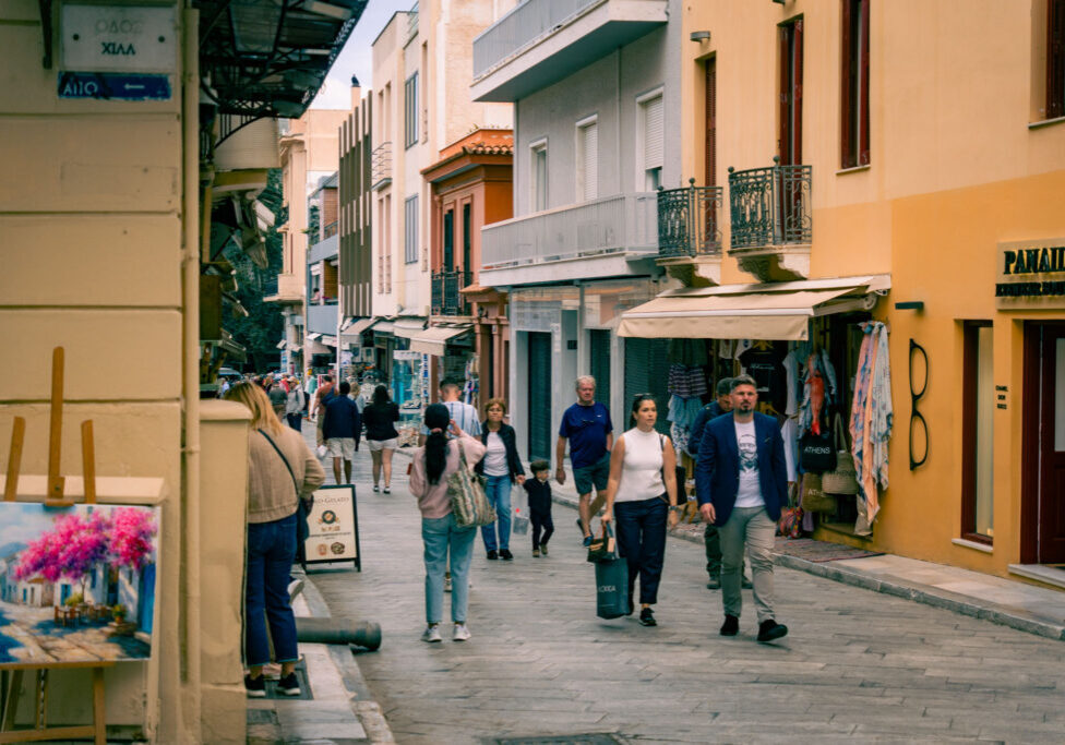 A variety of shops and restaurants available along the Plaka, Athens