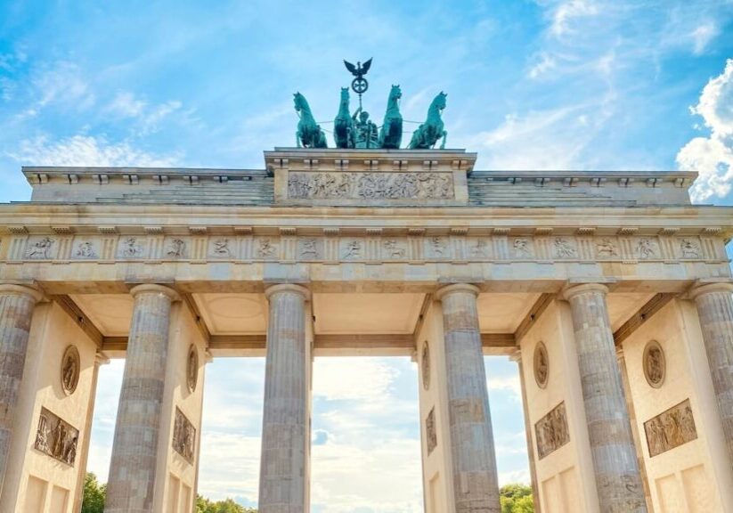 Ground view of Brandenburg Gate in Berlin