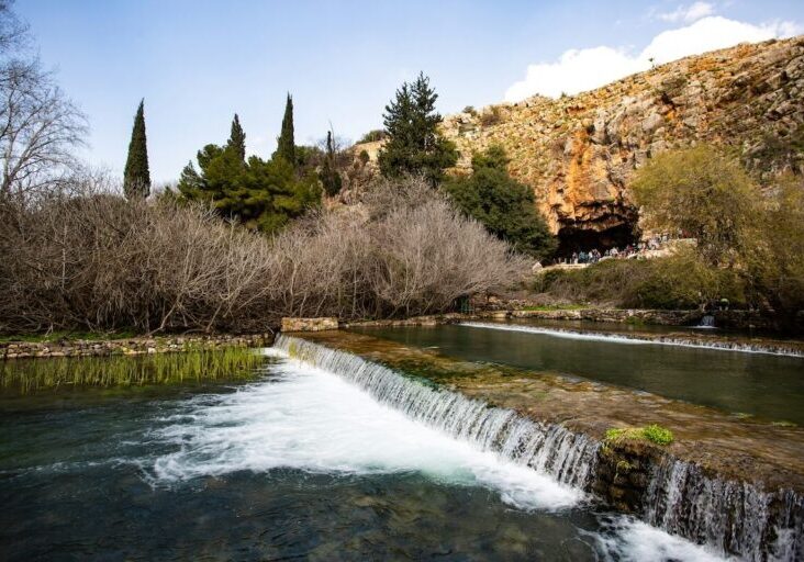 Spring flowing from cave at Caesarea Philippi