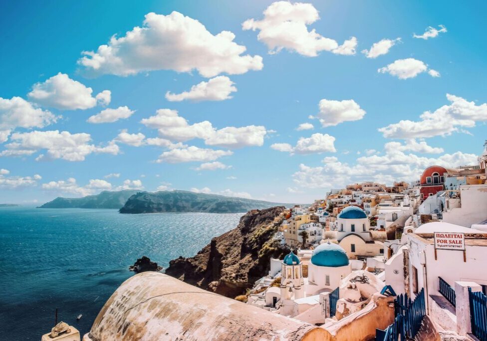 Santorini city next to sea